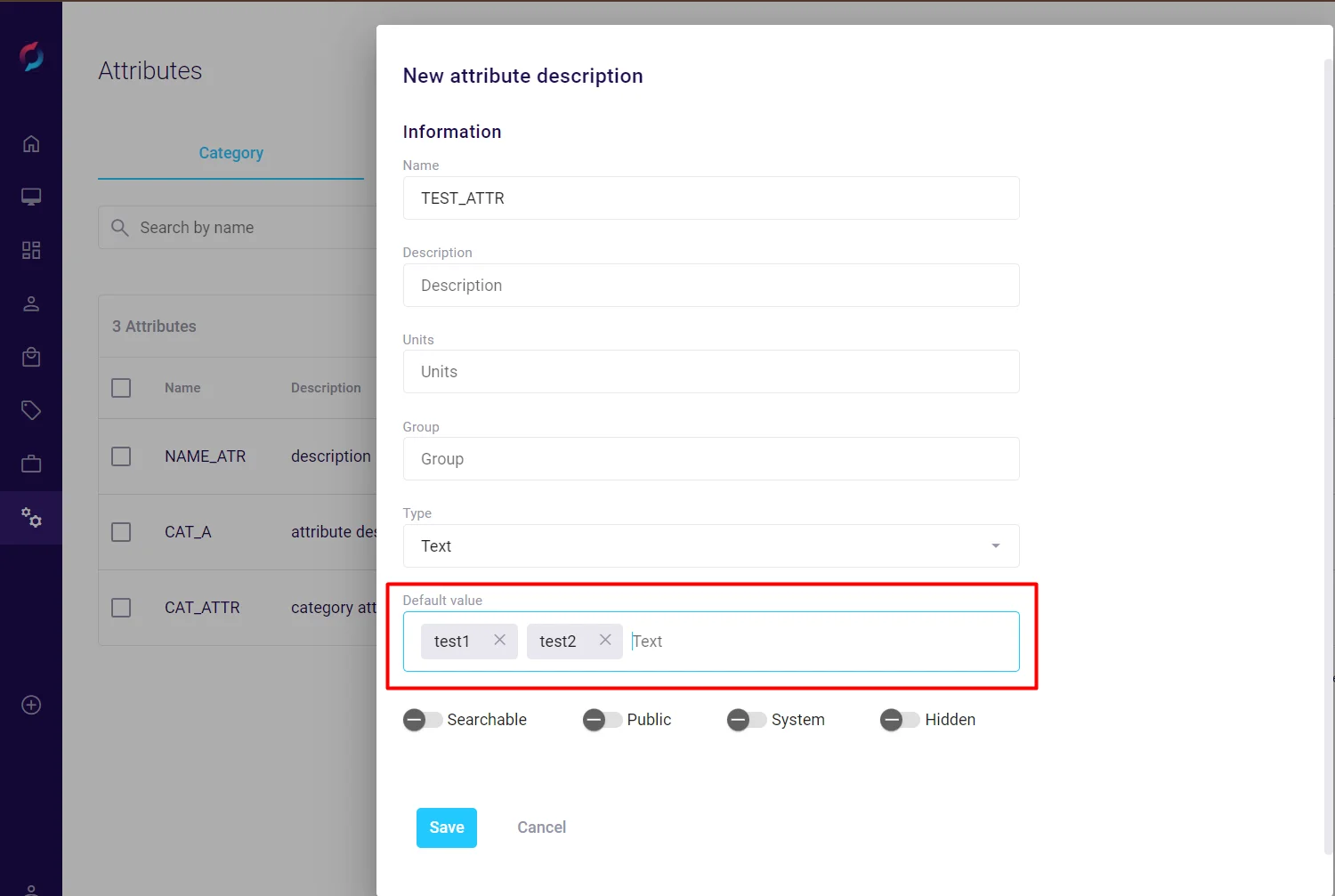 Configuring attributes