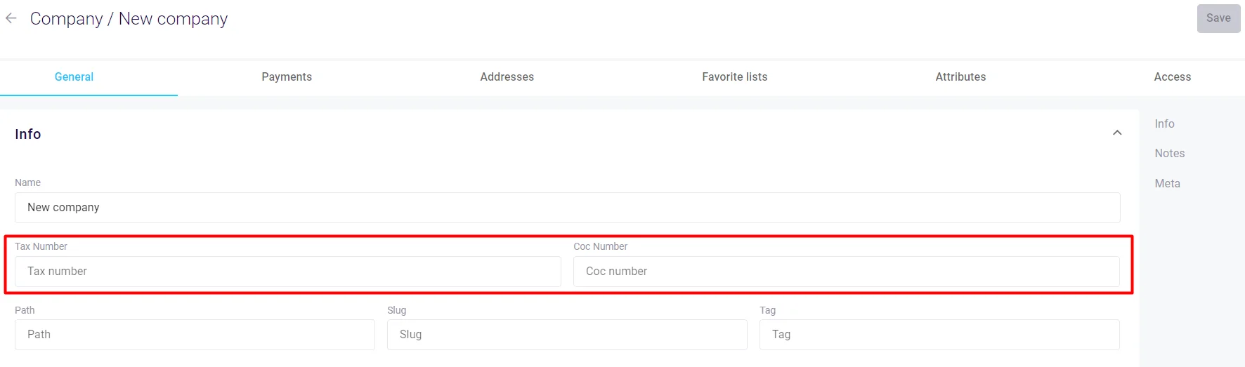 Change the CoC/VAT number for a company | Propeller Documentation