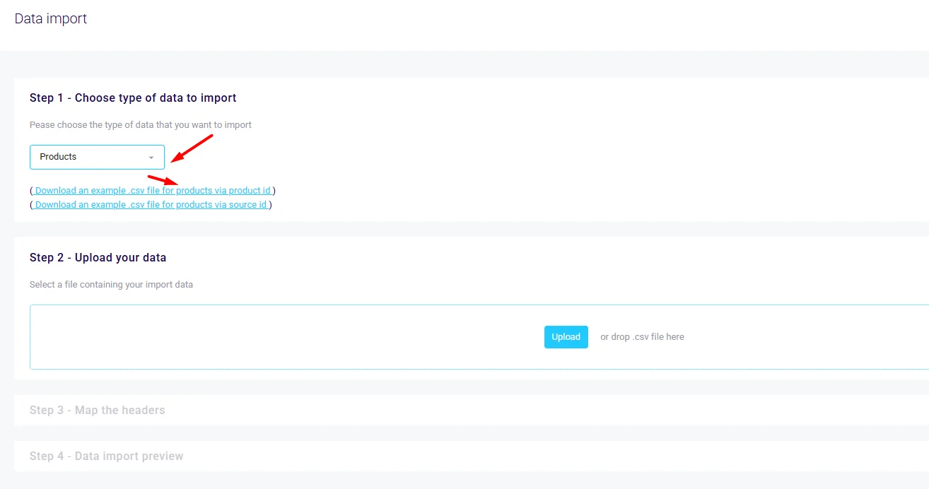 Import data with CSV